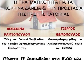 Εκδήλωση για τα «κόκκινα» δάνεια