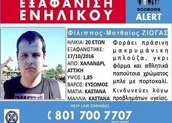 Εξαφάνιση 20χρονου