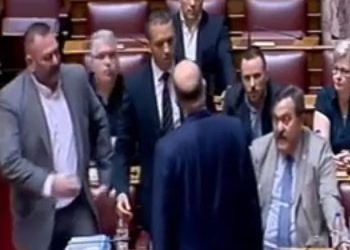 Σοβαρό επεισόδιο Κασιδιάρη - Δένδια στη Βουλή (video)