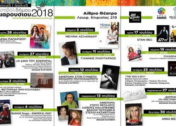 Μεγάλα ονόματα στο Φεστιβάλ Δήμου Αμαρουσίου 2018
