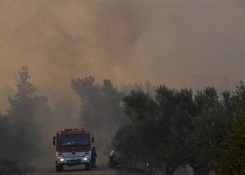 Σε εξέλιξη η φωτιά στην Εύβοια