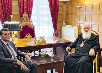 Συνάντηση του Δημήτρη Γαλάνη με τον αρχιεπίσκοπο Ιερώνυμο