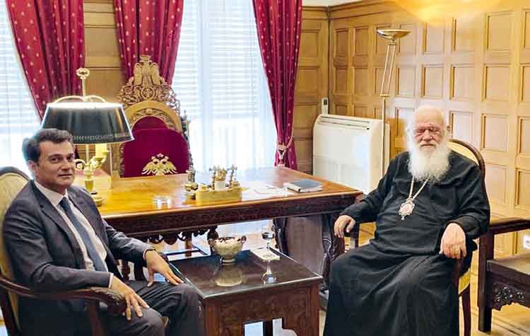 Συνάντηση του Δημήτρη Γαλάνη με τον αρχιεπίσκοπο Ιερώνυμο