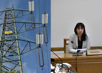 Δημοτικό Συμβούλιο (υπερ)υψηλής τάσης με φόντο τους πυλώνες