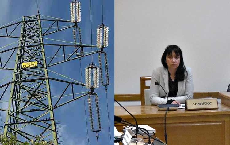 Δημοτικό Συμβούλιο (υπερ)υψηλής τάσης με φόντο τους πυλώνες