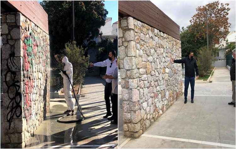 Καθαρισμός του Παλαιού Φαλήρου από συνθήματα και ακαλαίσθητα γκράφιτι