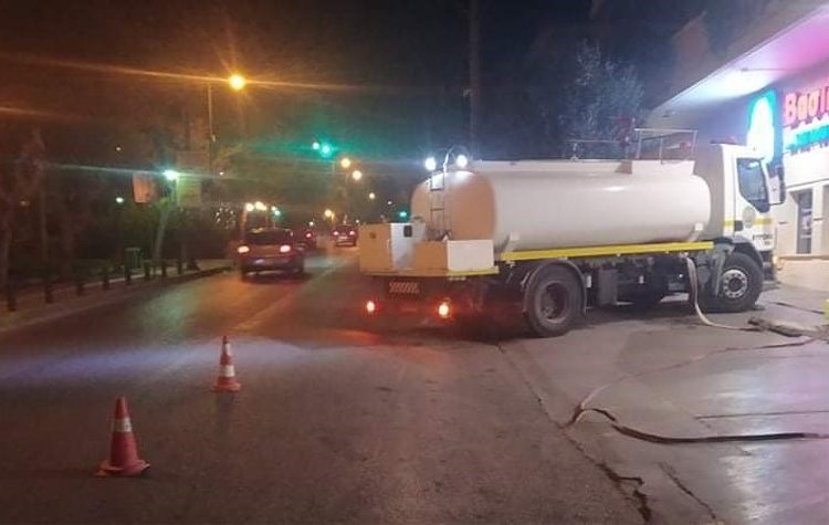 Πλύσιμο - απολύμανση κοινόχρηστων χώρων στον Βύρωνα