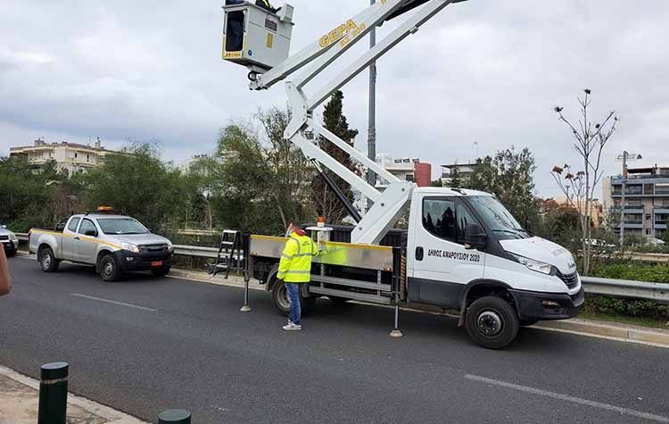 Συντήρηση οδοφωτισμού επί της Σπύρου Λούη στο ΟΑΚΑ