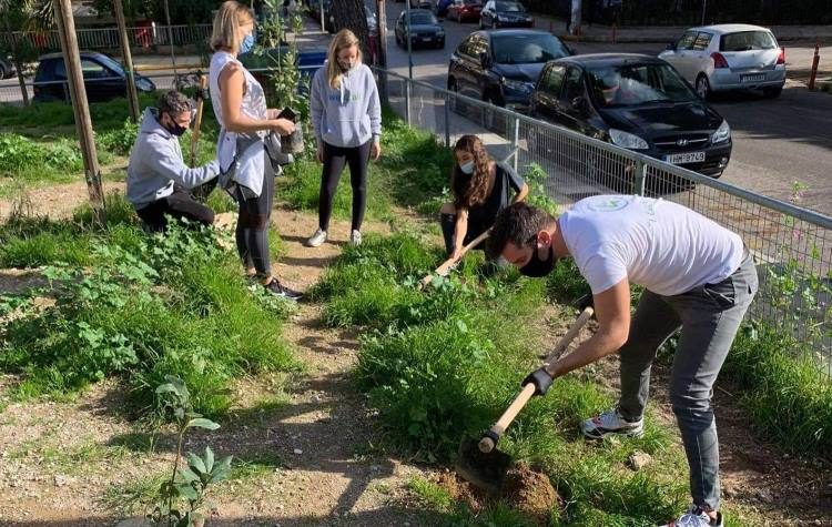 «Πρασίνισε» το πάρκο του κολυμβητηρίου η ομάδα εθελοντών νεολαίας του Δήμου