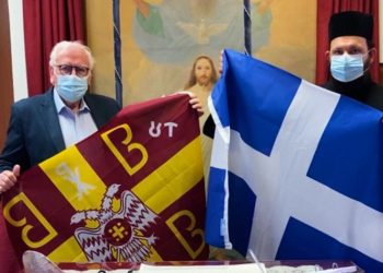 Σημαιοστολισμός Ιερού Ναού Αγίου Παντελεήμονος Πεύκης για την Εθνική Επέτειο