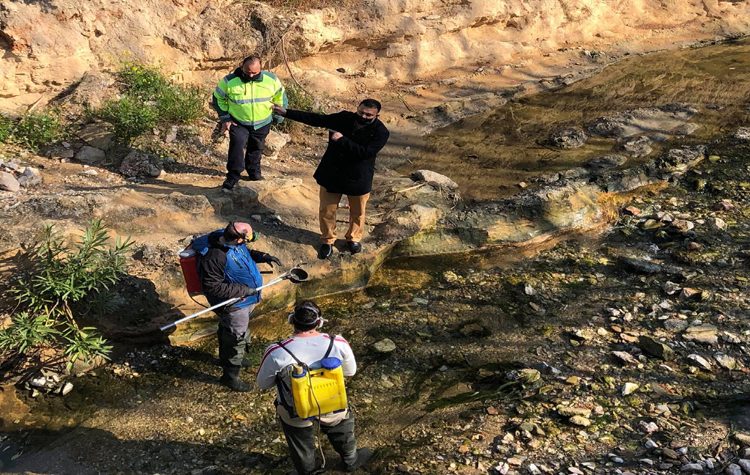 Ψεκασμός στο ρέμα Πικροδάφνης για τις προνύμφες κουνουπιών