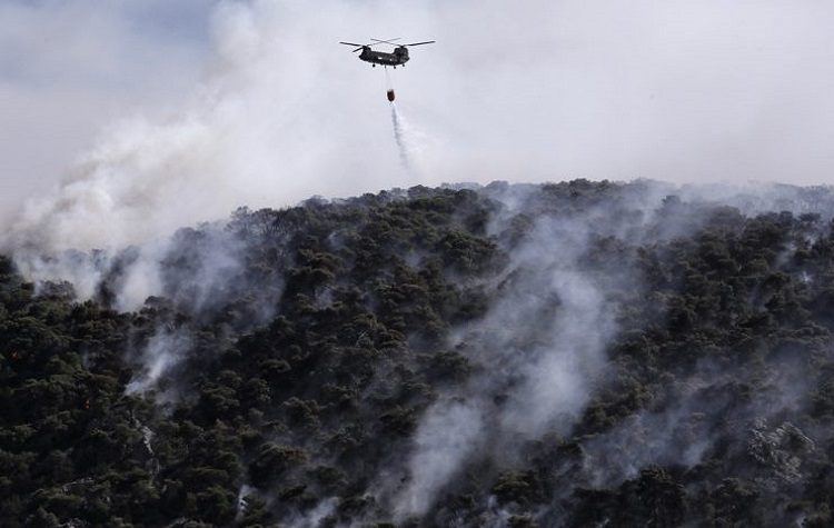 Σε ύφεση η μεγάλη πυρκαγιά στα Γεράνεια Όρη