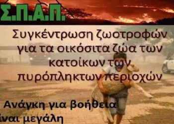 Ο ΣΠΑΠ συγκεντρώνει ζωοτροφές για τα οικόσιτα ζώα των πυρόπληκτων περιοχών σε Εύβοια & Αττική