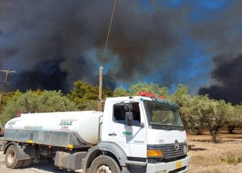Κλιμάκιο με εργαζόμενους & εθελοντές του ΣΠΑΠ «ρίχτηκε» στην μάχη με τις φλόγες της Κερατέας
