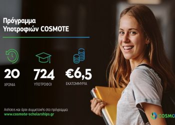Είκοσι χρόνια Πρόγραμμα Υποτροφιών COSMOTE: Ξεκίνησαν οι αιτήσεις συμμετοχής για φέτος