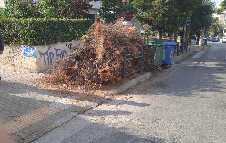Καταγγελία κατοίκου για σωρό κλαδιών στον Τσακό