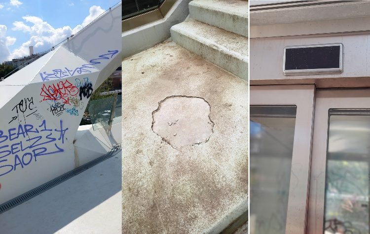 Προβλήματα στην πεζογέφυρα της Λ. Μεσογείων