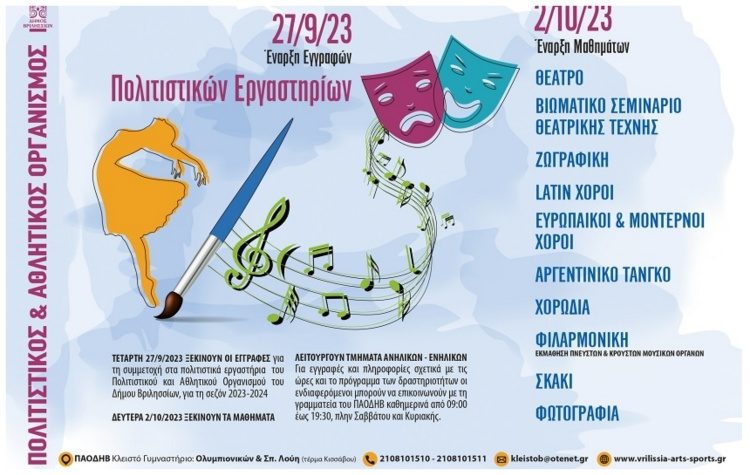 Ξεκίνησαν οι εγγραφές για τα Πολιτιστικά Εργαστήρια του ΠΑΟΔΗΒ