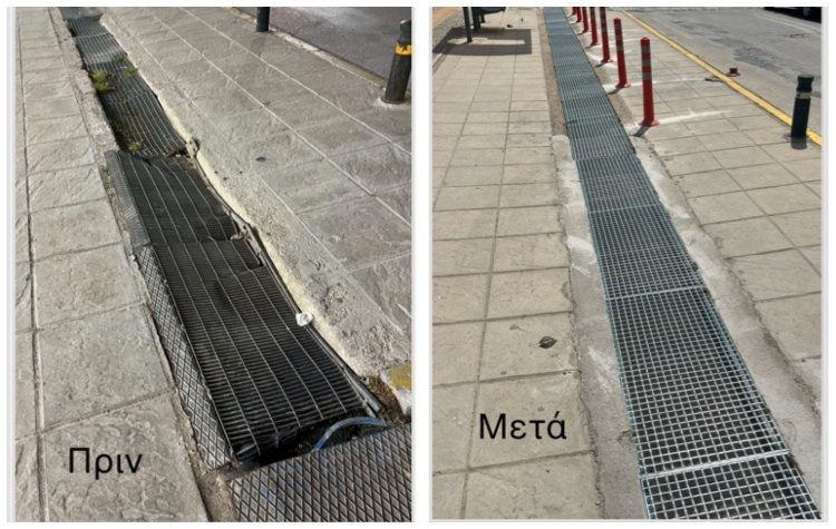 Ξεκίνησε η αντικατάσταση φθαρμένων σχαρών απορροής ομβρίων