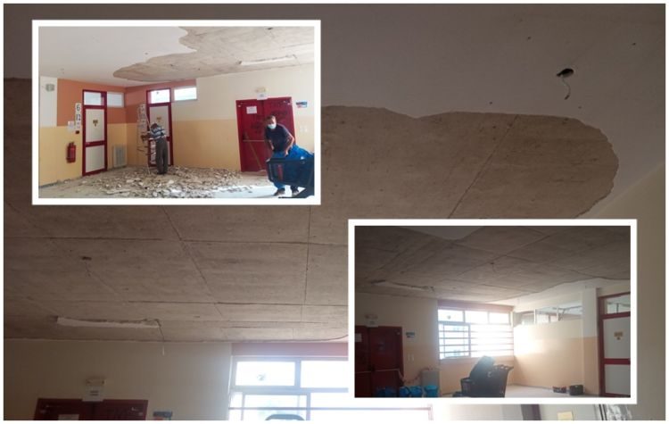 Εκτεταμένη πτώση σοβάδων στο 3ο Γ.Ε.Λ. κατά την διάρκεια της νύχτας