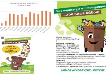 Λυκόβρυση-Πεύκη: 200 τόνοι βιοαποβλήτων συλλέχθηκαν σε έναν χρόνο στον Καφέ Κάδο