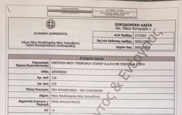 Η οικοδομική άδεια για το νέο ΚΑΠΗ Νέας Φιλαδέλφειας - Νέας Χαλκηδόνας
