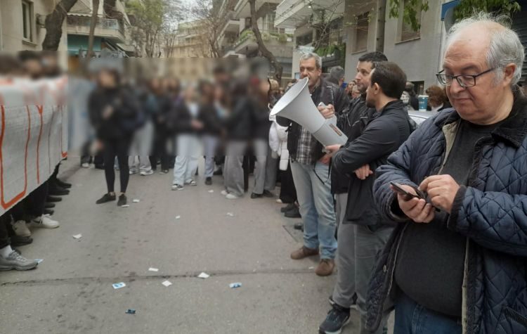 Aπό τη συγκέντρωση υπέρ του διευθυντή του ΓΕΛ Παπάγου